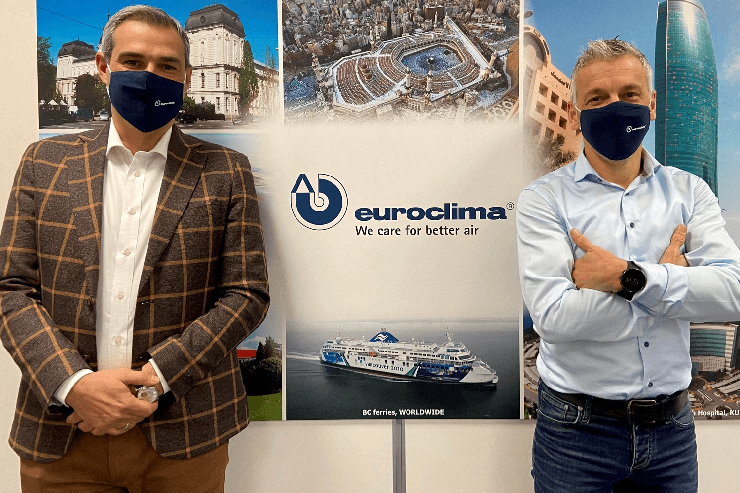 Euroclima- Geschäftsführer Manuel Conci (li.) und Verkaufsleiter Josef Prünster blicken auch mit Mund- und Nasenschutz optimistisch in die Zukunft.